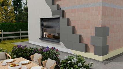 Frisch gestaltete Hausfassade